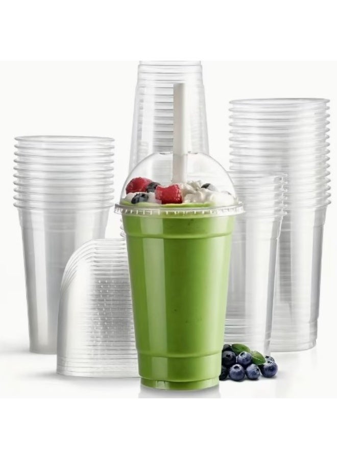 Clear Plastic Cups with Dome Lid 16oz - 100pcs